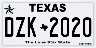 TX license plate DZK2020