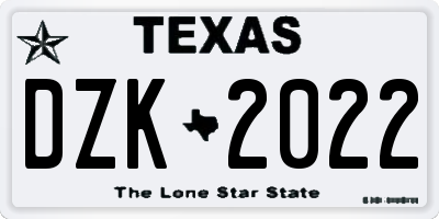 TX license plate DZK2022