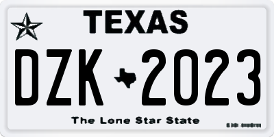 TX license plate DZK2023