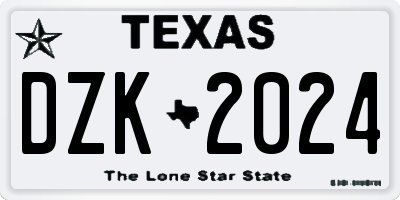 TX license plate DZK2024