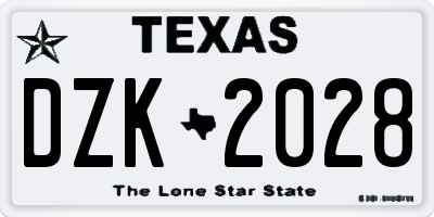TX license plate DZK2028