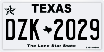 TX license plate DZK2029