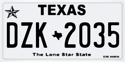 TX license plate DZK2035
