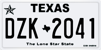 TX license plate DZK2041