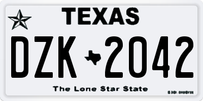 TX license plate DZK2042