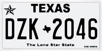 TX license plate DZK2046