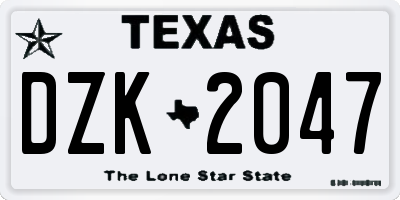 TX license plate DZK2047