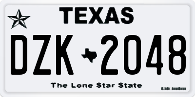 TX license plate DZK2048