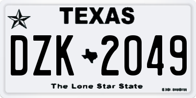 TX license plate DZK2049