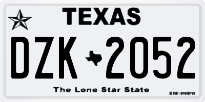 TX license plate DZK2052