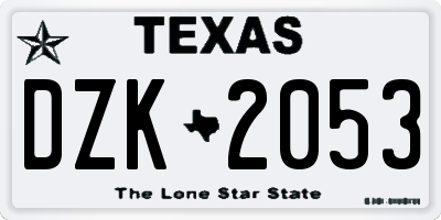 TX license plate DZK2053