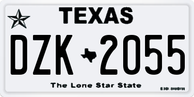 TX license plate DZK2055