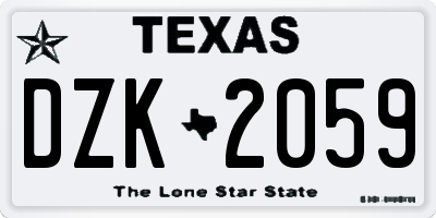 TX license plate DZK2059