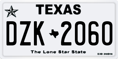 TX license plate DZK2060