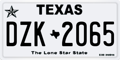TX license plate DZK2065