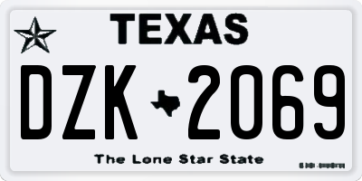 TX license plate DZK2069