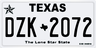 TX license plate DZK2072