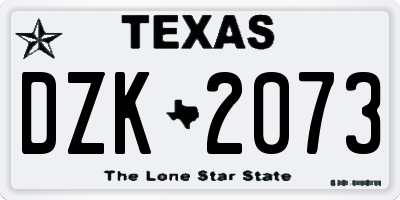 TX license plate DZK2073