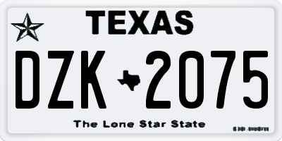 TX license plate DZK2075