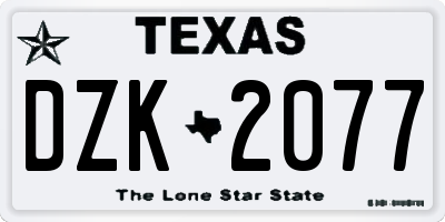 TX license plate DZK2077