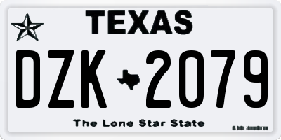 TX license plate DZK2079