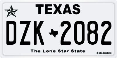 TX license plate DZK2082