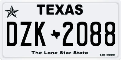 TX license plate DZK2088
