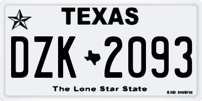 TX license plate DZK2093