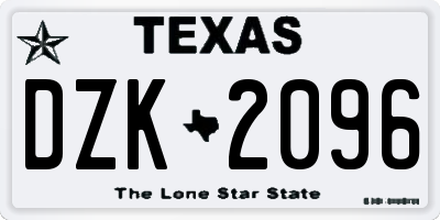 TX license plate DZK2096