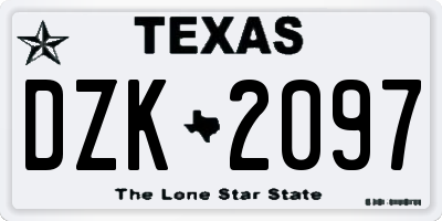 TX license plate DZK2097