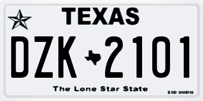 TX license plate DZK2101