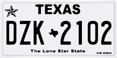 TX license plate DZK2102