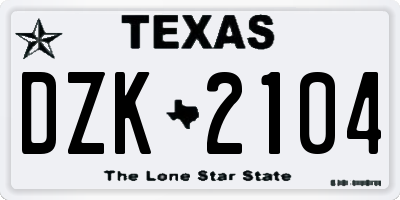 TX license plate DZK2104