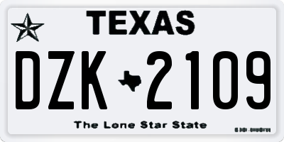 TX license plate DZK2109