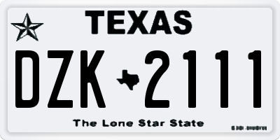 TX license plate DZK2111