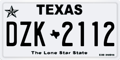 TX license plate DZK2112
