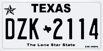 TX license plate DZK2114
