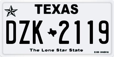 TX license plate DZK2119