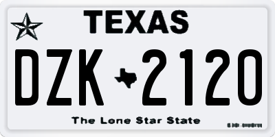 TX license plate DZK2120