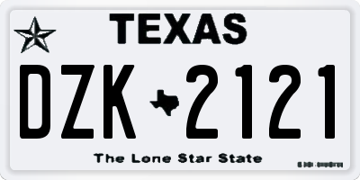 TX license plate DZK2121