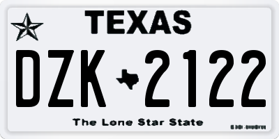 TX license plate DZK2122