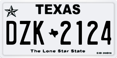 TX license plate DZK2124