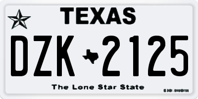 TX license plate DZK2125