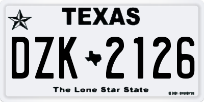 TX license plate DZK2126