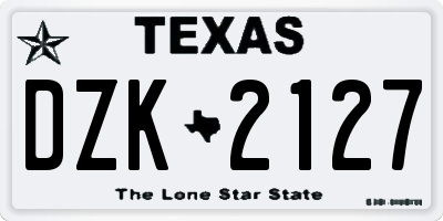 TX license plate DZK2127