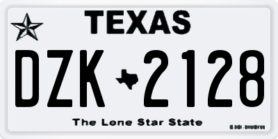 TX license plate DZK2128