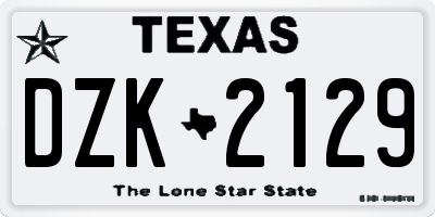 TX license plate DZK2129