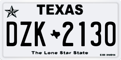 TX license plate DZK2130