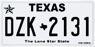 TX license plate DZK2131