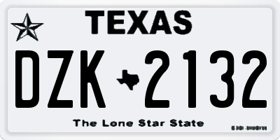 TX license plate DZK2132